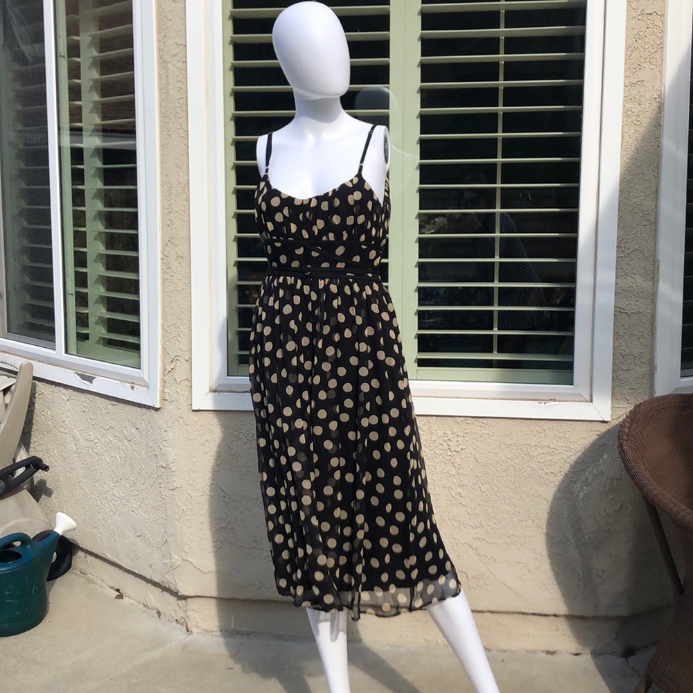 Jonathan Martin Black w Polka dots Midi Dress Sz M